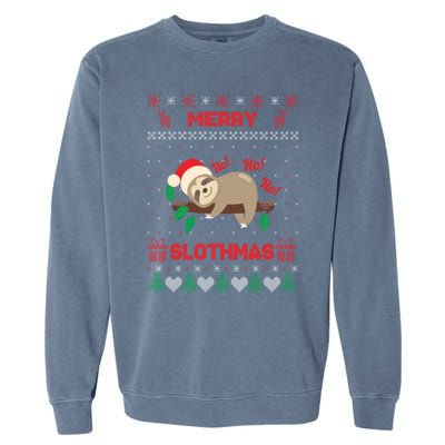 Merry Slothmas Christmas Funny Sloth Xmas Design Funny Gift Garment-Dyed Sweatshirt