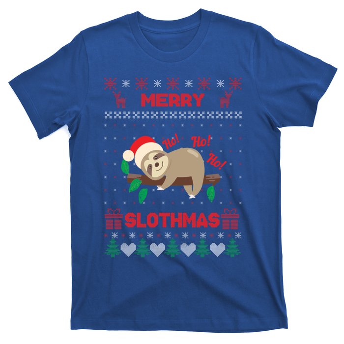 Merry Slothmas Christmas Funny Sloth Xmas Design Funny Gift T-Shirt