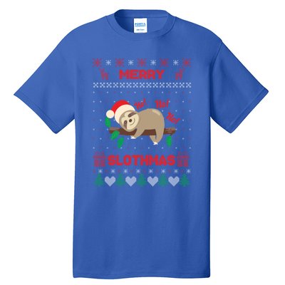 Merry Slothmas Christmas Funny Sloth Xmas Design Funny Gift Tall T-Shirt