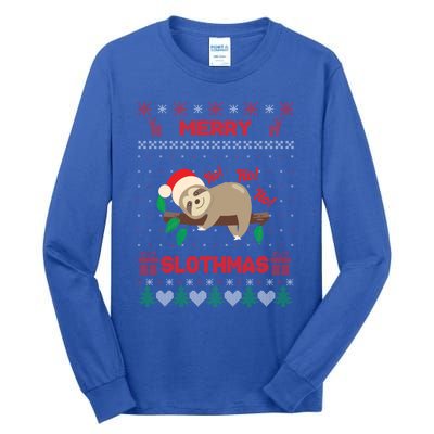 Merry Slothmas Christmas Funny Sloth Xmas Design Funny Gift Tall Long Sleeve T-Shirt