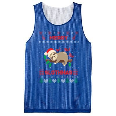 Merry Slothmas Christmas Funny Sloth Xmas Design Funny Gift Mesh Reversible Basketball Jersey Tank