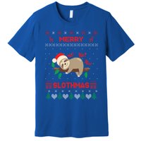 Merry Slothmas Christmas Funny Sloth Xmas Design Funny Gift Premium T-Shirt