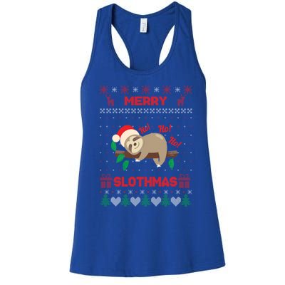 Merry Slothmas Christmas Funny Sloth Xmas Design Funny Gift Women's Racerback Tank