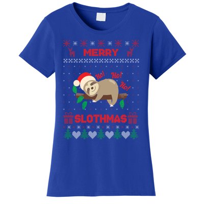 Merry Slothmas Christmas Funny Sloth Xmas Design Funny Gift Women's T-Shirt