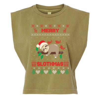 Merry Slothmas Christmas Funny Sloth Xmas Design Funny Gift Garment-Dyed Women's Muscle Tee