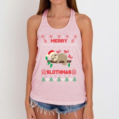 Merry Slothmas Christmas Funny Sloth Xmas Design Funny Gift Women's Knotted Racerback Tank