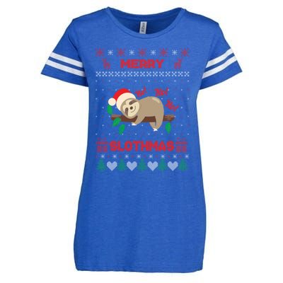 Merry Slothmas Christmas Funny Sloth Xmas Design Funny Gift Enza Ladies Jersey Football T-Shirt