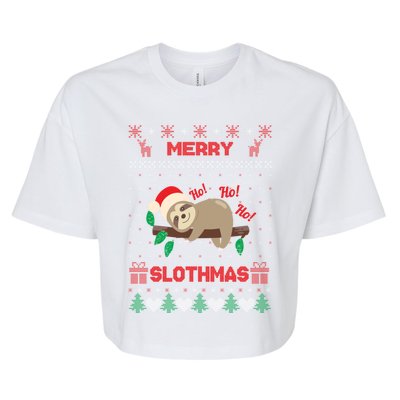 Merry Slothmas Christmas Funny Sloth Xmas Design Funny Gift Bella+Canvas Jersey Crop Tee