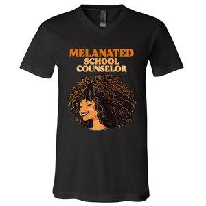 Melanated School Counselor Black Educators History Month V-Neck T-Shirt