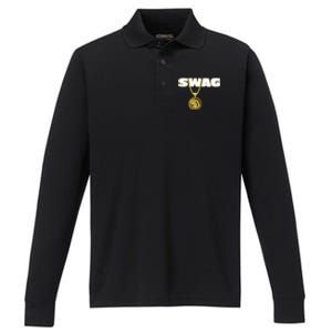 Mens Swags Chain San Diego SD Baseball Home Run Kids Boys Performance Long Sleeve Polo