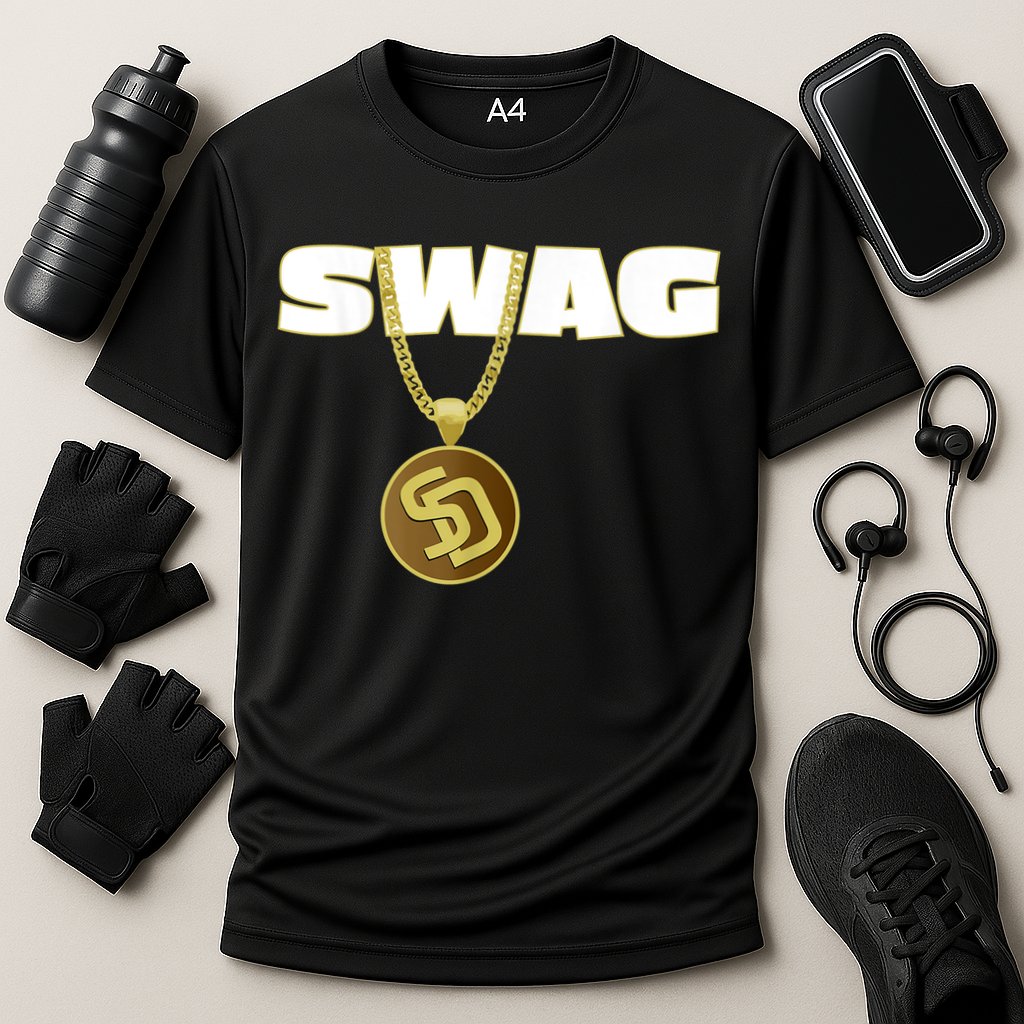 Mens Swags Chain San Diego SD Baseball Home Run Kids Boys Cooling Performance Crew T-Shirt