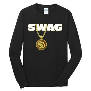 Mens Swags Chain San Diego SD Baseball Home Run Kids Boys Tall Long Sleeve T-Shirt