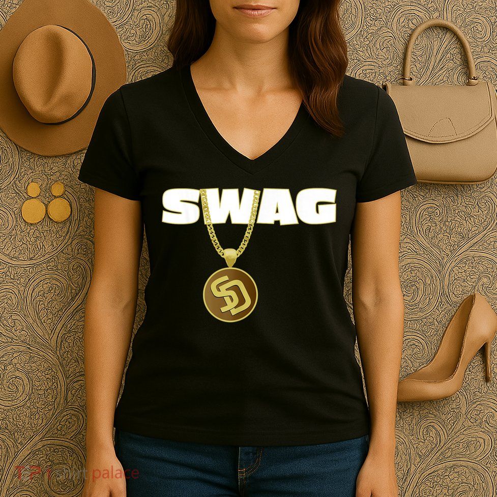 Mens Swags Chain San Diego SD Baseball Home Run Kids Boys Women's V-Neck T-Shirt