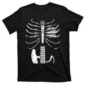 Music Skeleton Cool Guitar Microphone Speaker Heart Musician T-Shirt