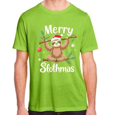 Merry Slothmas Cute Sloth With Santa Hat And Ornat Funny Gift Adult ChromaSoft Performance T-Shirt