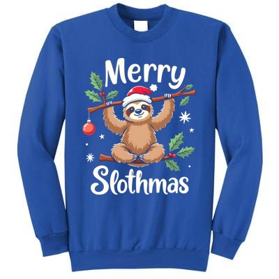 Merry Slothmas Cute Sloth With Santa Hat And Ornat Funny Gift Sweatshirt