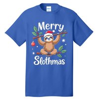 Merry Slothmas Cute Sloth With Santa Hat And Ornat Funny Gift Tall T-Shirt