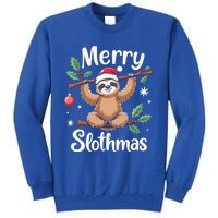 Merry Slothmas Cute Sloth With Santa Hat And Ornat Funny Gift Tall Sweatshirt