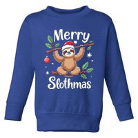 Merry Slothmas Cute Sloth With Santa Hat And Ornat Funny Gift Toddler Sweatshirt