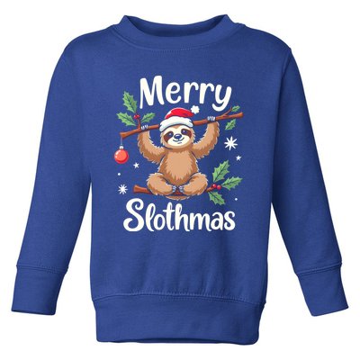 Merry Slothmas Cute Sloth With Santa Hat And Ornat Funny Gift Toddler Sweatshirt