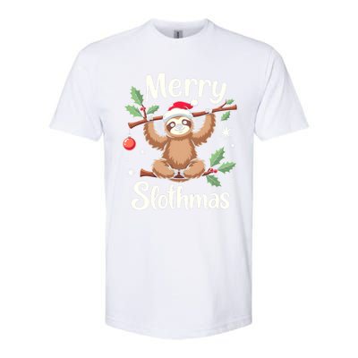 Merry Slothmas Cute Sloth With Santa Hat And Ornat Funny Gift Softstyle CVC T-Shirt