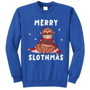 Merry Slothmas Cute Freezing Sloth Headset Relaxing To Music Gift Sweatshirt