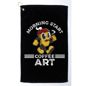 Morning Start Coffee Art Funny Caffeine Coffee Lover Platinum Collection Golf Towel