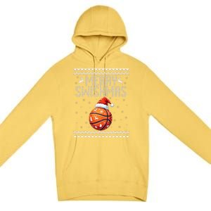 Merry Swishmas Christmas Basketball Ugly Sweater Gift Premium Pullover Hoodie