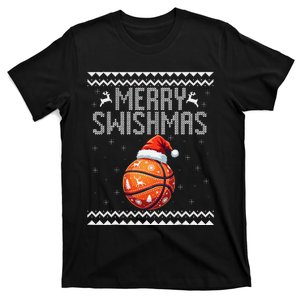 Merry Swishmas Christmas Basketball Ugly Sweater Gift T-Shirt