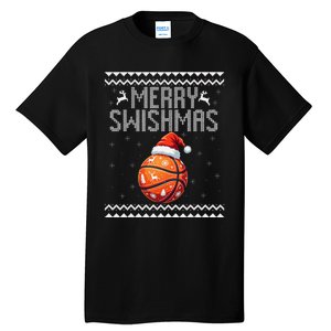 Merry Swishmas Christmas Basketball Ugly Sweater Gift Tall T-Shirt