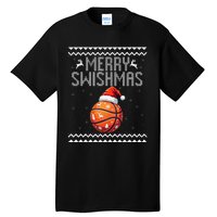 Merry Swishmas Christmas Basketball Ugly Sweater Gift Tall T-Shirt