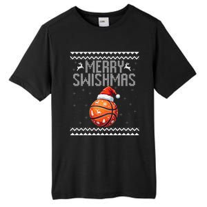 Merry Swishmas Christmas Basketball Ugly Sweater Gift Tall Fusion ChromaSoft Performance T-Shirt