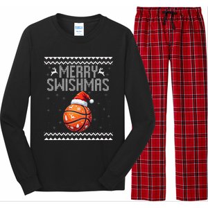 Merry Swishmas Christmas Basketball Ugly Sweater Gift Long Sleeve Pajama Set