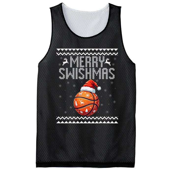 Merry Swishmas Christmas Basketball Ugly Sweater Gift Mesh Reversible Basketball Jersey Tank