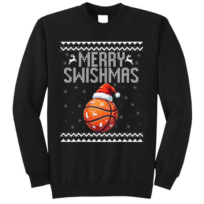 Merry Swishmas Christmas Basketball Ugly Sweater Gift Tall Sweatshirt