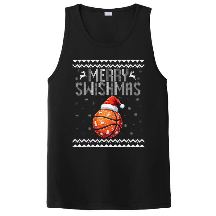 Merry Swishmas Christmas Basketball Ugly Sweater Gift PosiCharge Competitor Tank