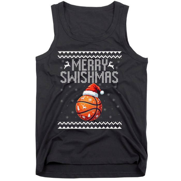 Merry Swishmas Christmas Basketball Ugly Sweater Gift Tank Top