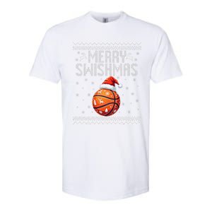 Merry Swishmas Christmas Basketball Ugly Sweater Gift Softstyle CVC T-Shirt