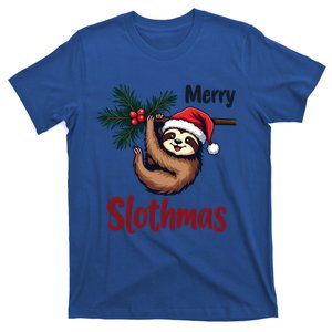 Merry Slothmas Cute Sloth With Santa Hat And Ornat Gift T-Shirt