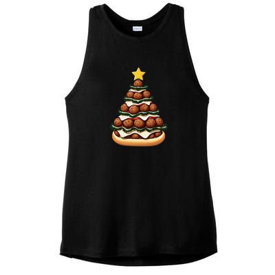 Meatball Sub Christmas Tree Ladies PosiCharge Tri-Blend Wicking Tank