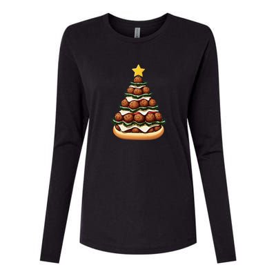 Meatball Sub Christmas Tree Womens Cotton Relaxed Long Sleeve T-Shirt