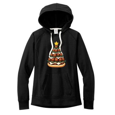 Meatball Sub Christmas Tree Women's Fleece Hoodie