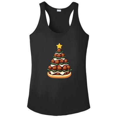 Meatball Sub Christmas Tree Ladies PosiCharge Competitor Racerback Tank