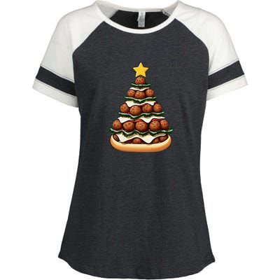 Meatball Sub Christmas Tree Enza Ladies Jersey Colorblock Tee