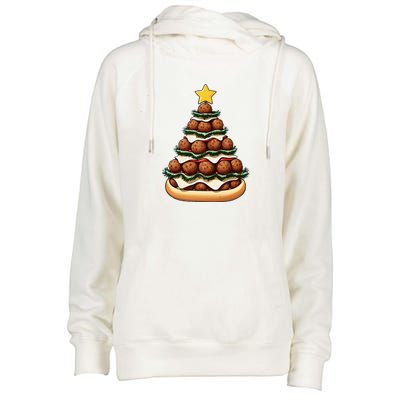 Meatball Sub Christmas Tree Womens Funnel Neck Pullover Hood