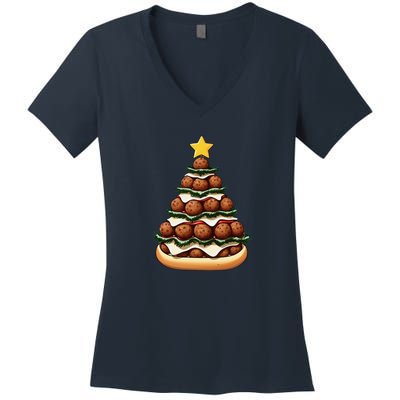 Meatball Sub Christmas Tree Women's V-Neck T-Shirt