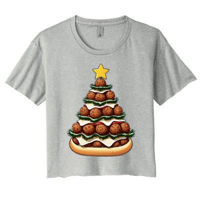 Meatball Sub Christmas Tree Women's Crop Top Tee