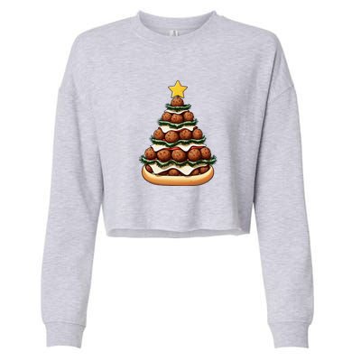 Meatball Sub Christmas Tree Cropped Pullover Crew