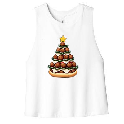 Meatball Sub Christmas Tree Women's Racerback Cropped Tank