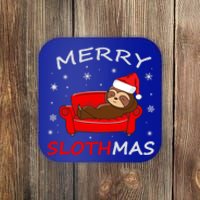 Merry Slothmas Christmas Pajama Funny Lazy Sloth Christmas Gift Coaster